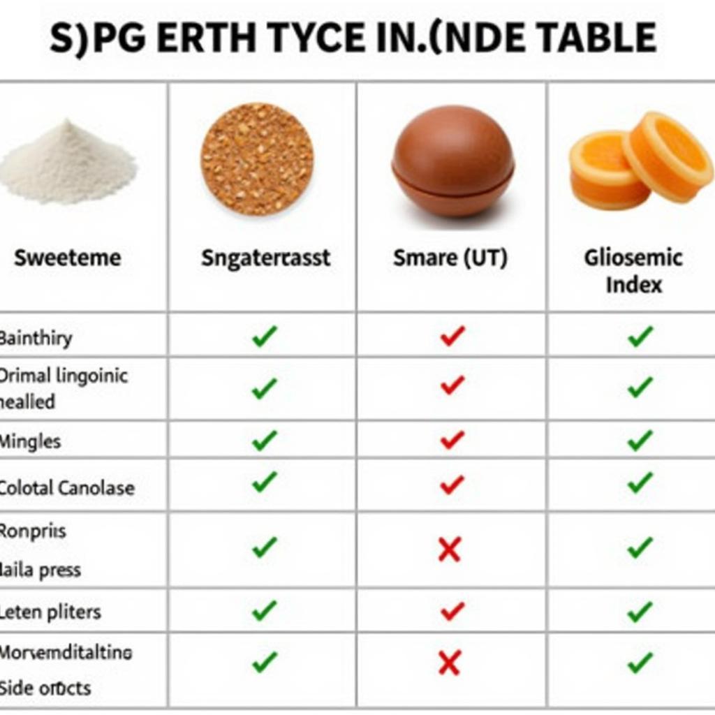 Comparison Chart of Sugar Substitutes