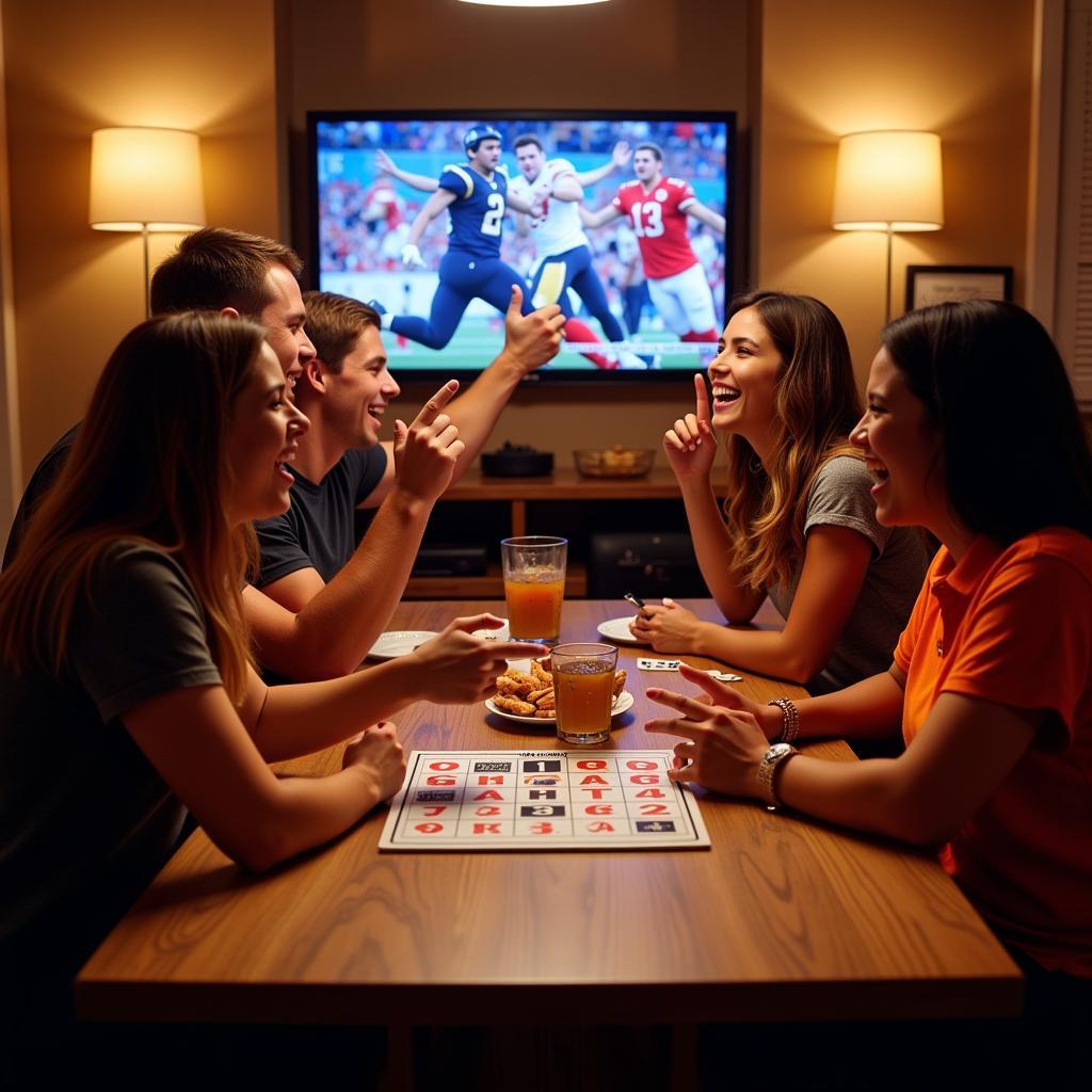 Super Bowl Party Playing Bingo