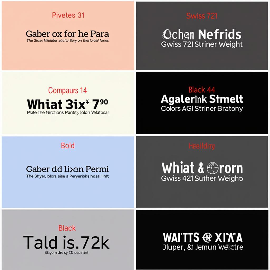 Swiss 721 Font Example in Various Sizes and Weights