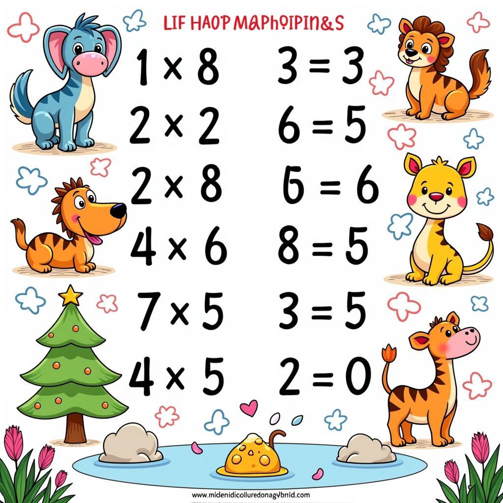 Themed Multiplication Coloring Worksheet