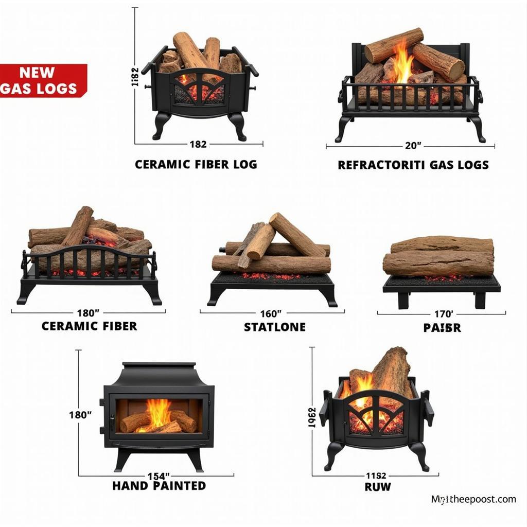 Different Styles of 18 Inch Vent-Free Gas Logs