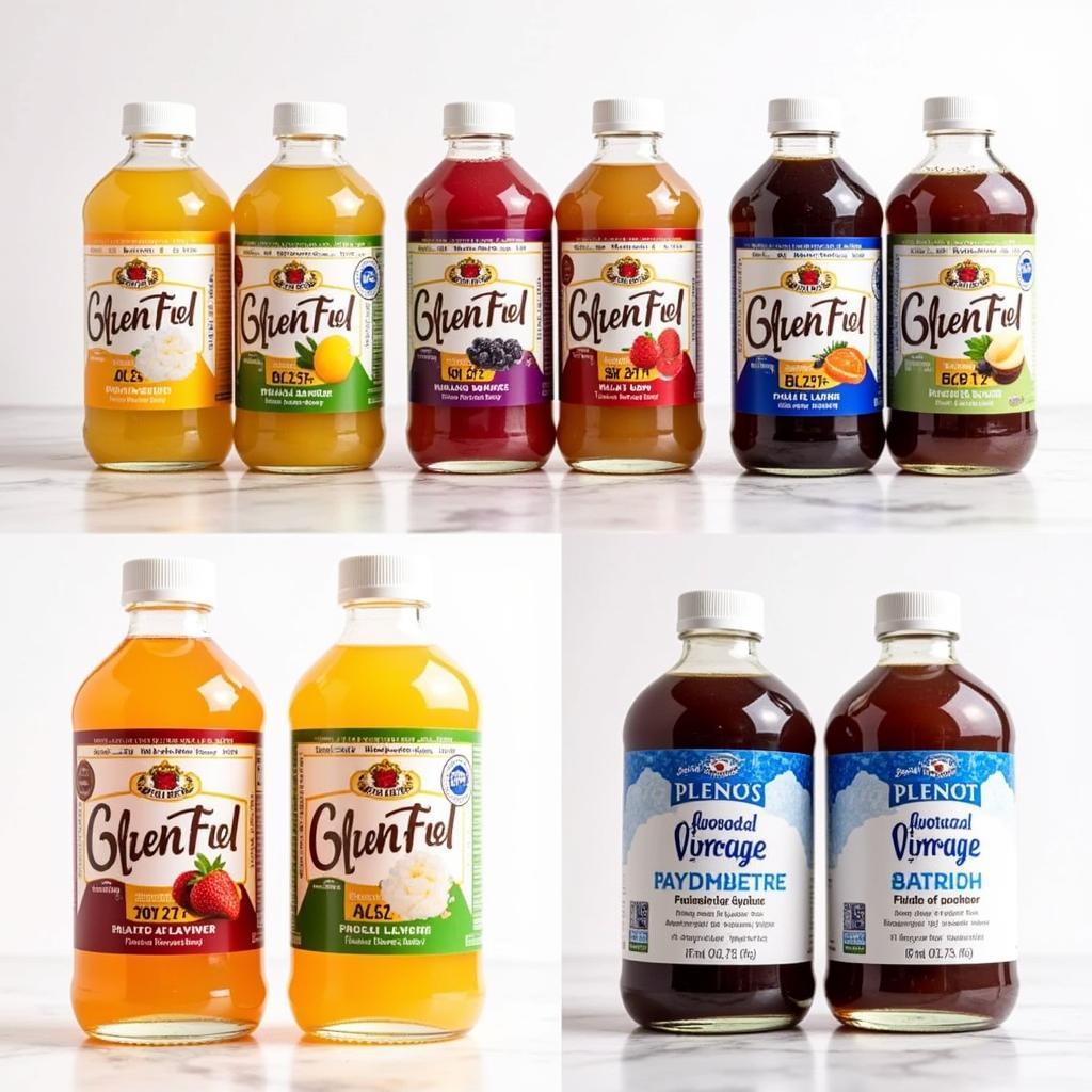 A selection of gluten-free snow cone syrups.