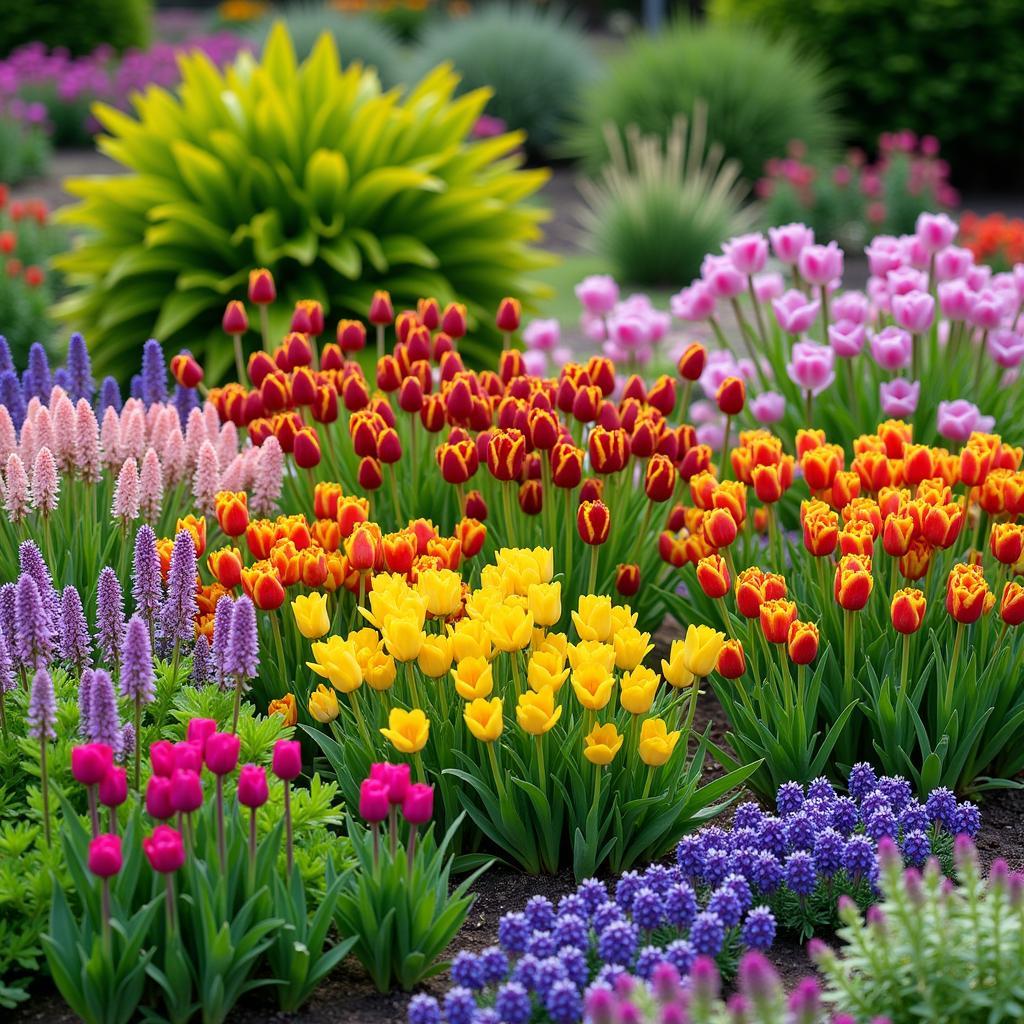 A Variety of Perennials Thrive in a Lush Garden