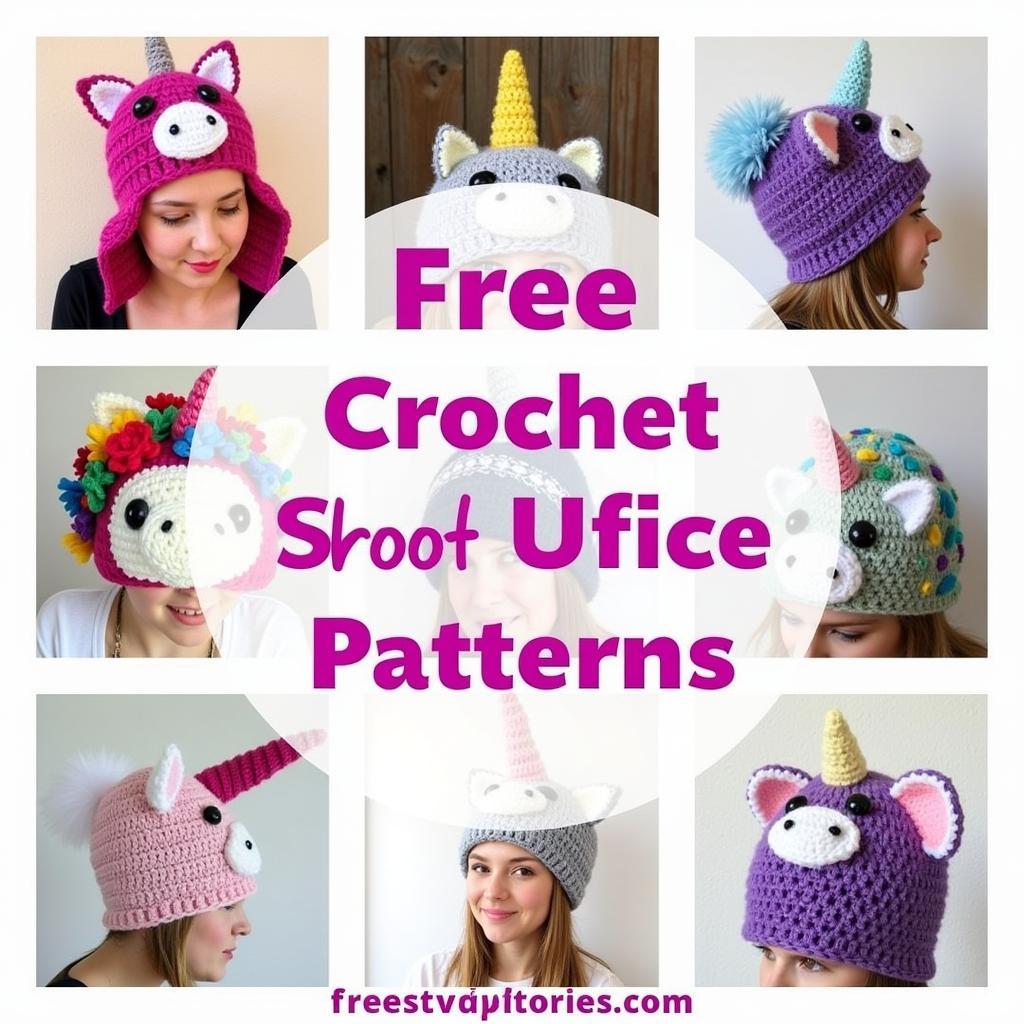 Various Free Unicorn Crochet Hat Patterns