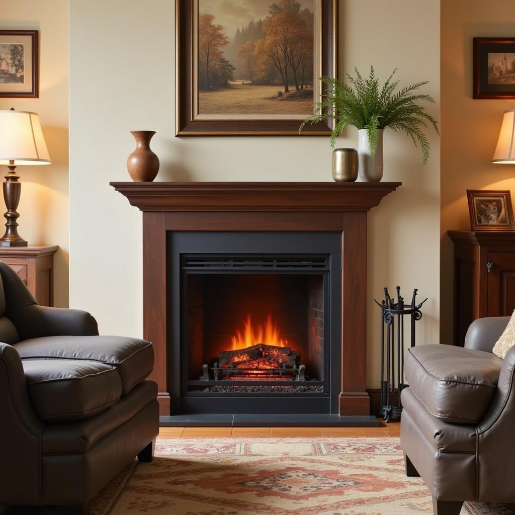 Vent-free propane freestanding fireplace enhancing the ambiance of a living room