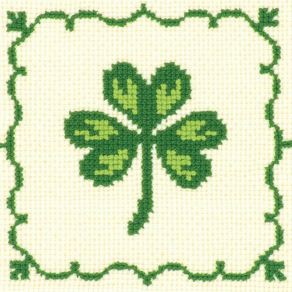 Vintage Shamrock Cross Stitch Card Pattern