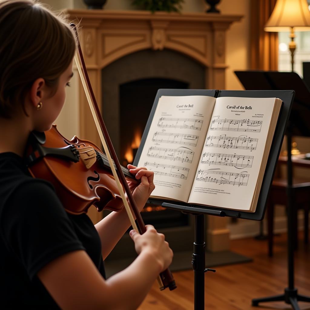 Violinist Practicing Carol of the Bells