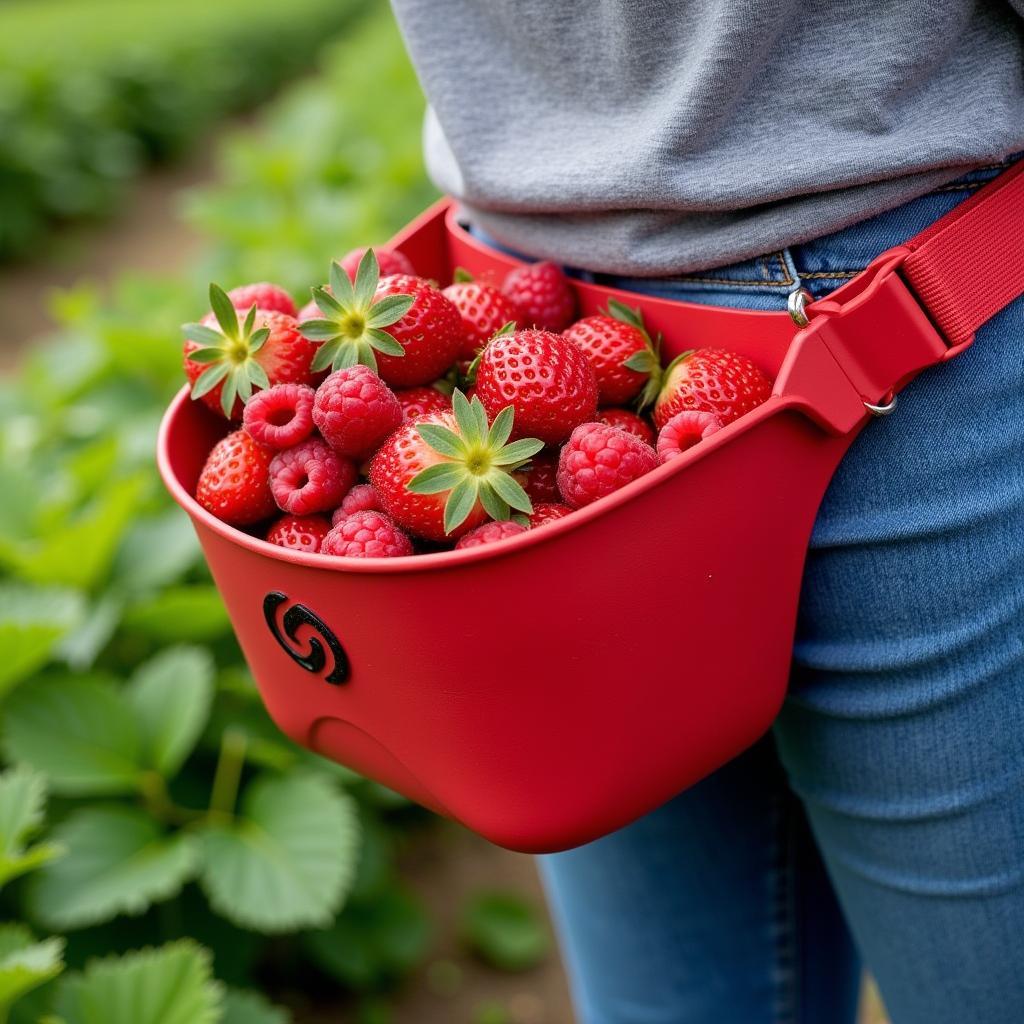 Waist-Mounted Berry Picking Basket for Strawberries and Raspberries