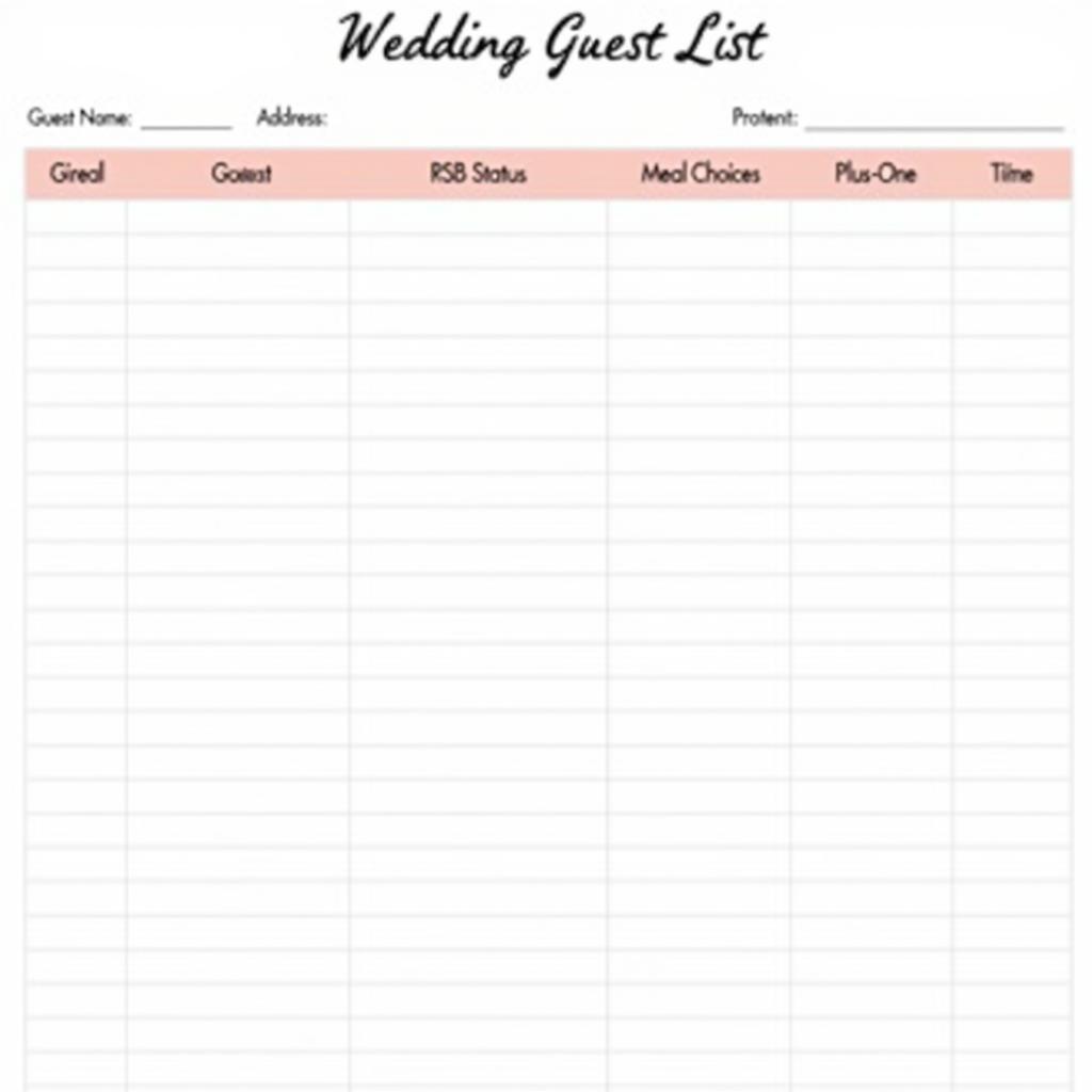 Free Excel Wedding Guest List Template