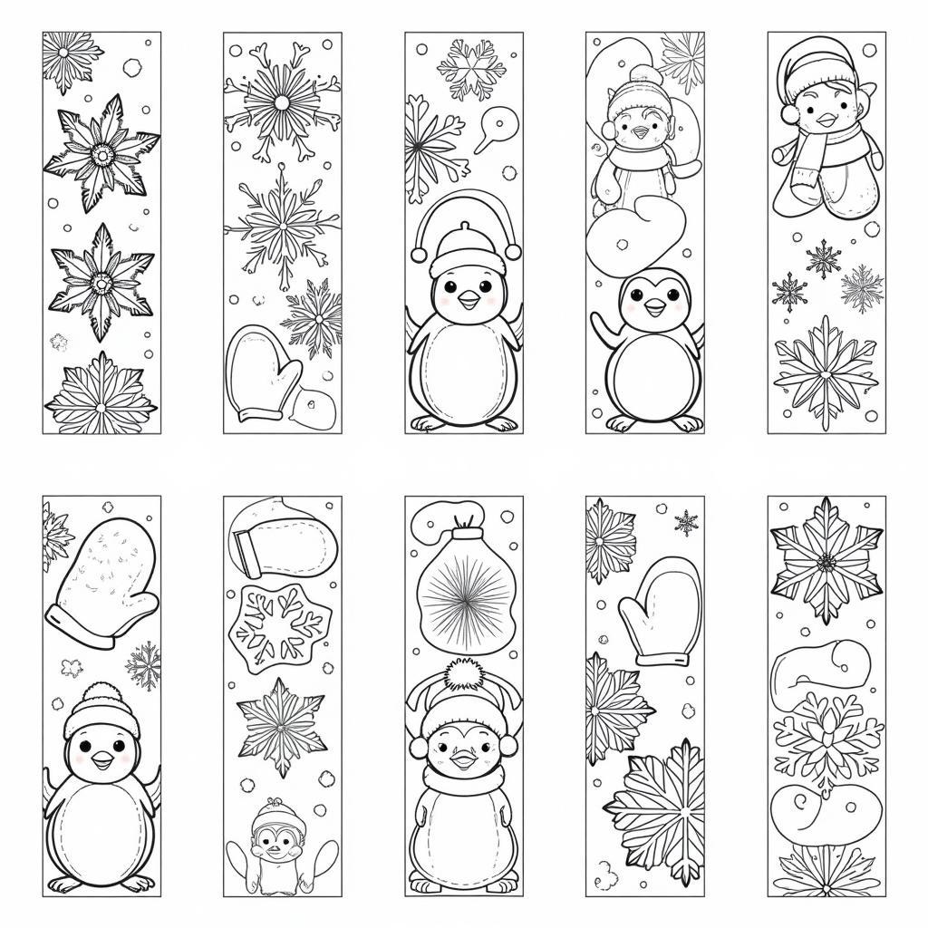 Winter Bookmarks Coloring Page Designs