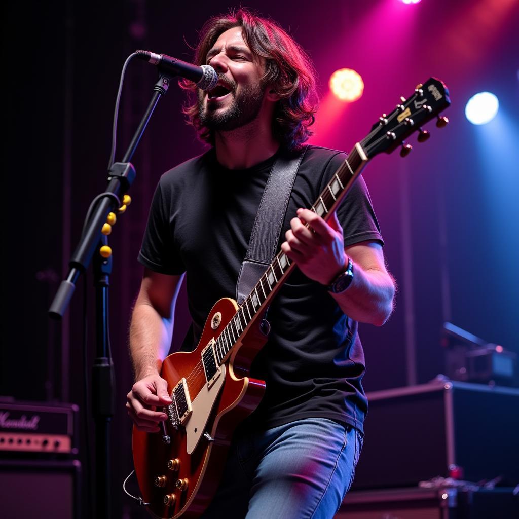 Guitarist Performing with a Wireless Guitar Strap