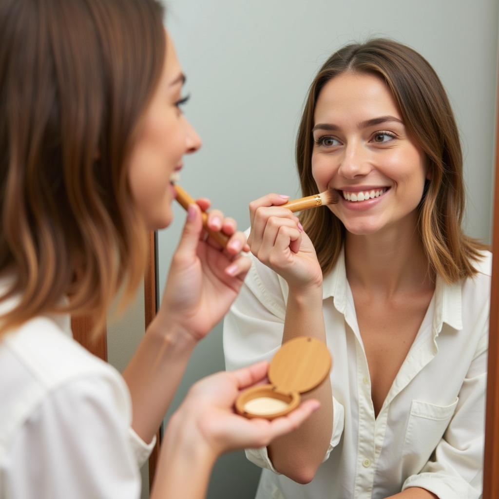 Woman Applying Plastic-Free Makeup