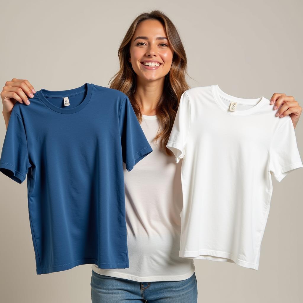 Woman Happy with Her BOGO T-Shirts