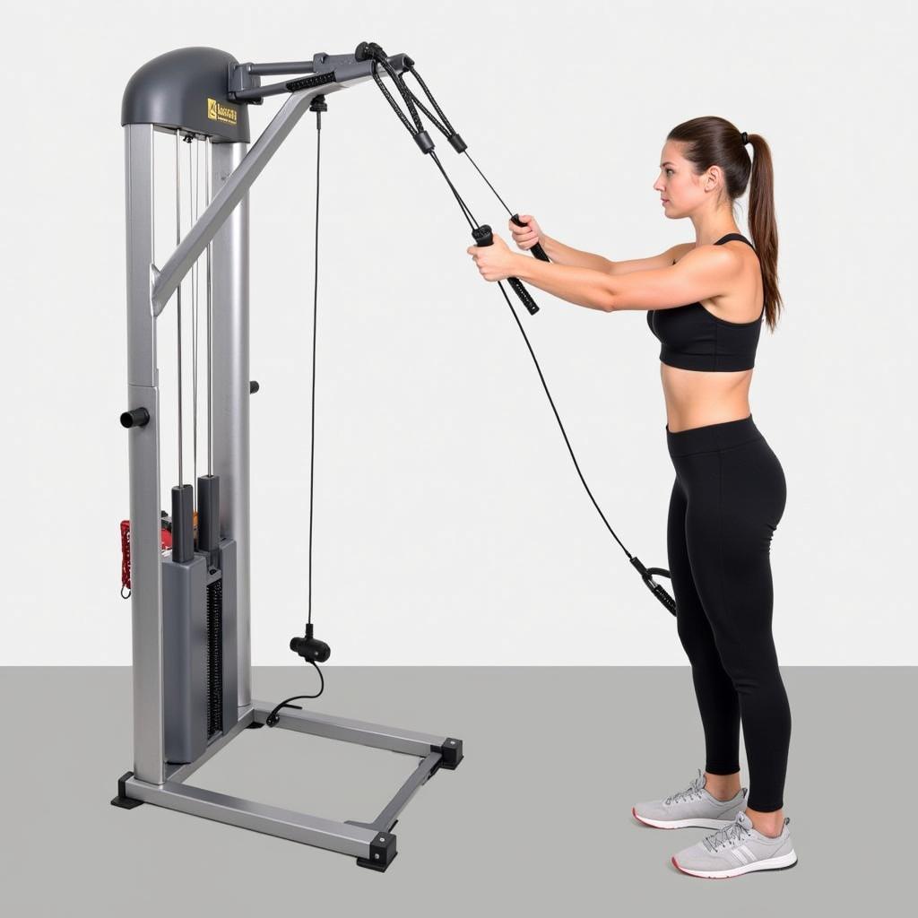 Woman using a cable machine for bicep curls