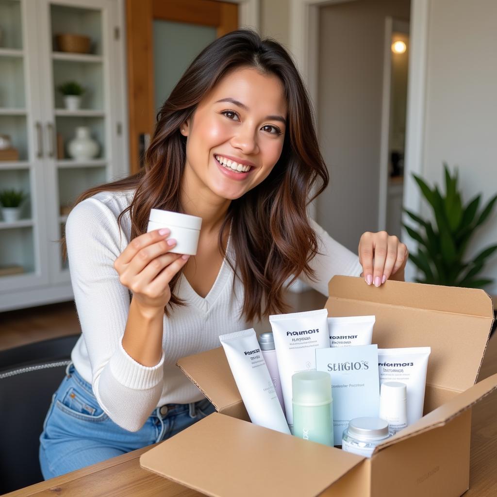 Woman Receiving Kosmos Free Samples in Mail