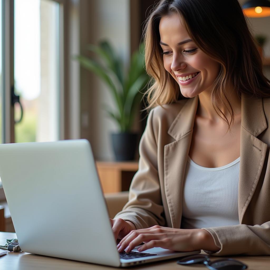 Woman Searching for Free Sunglasses Online