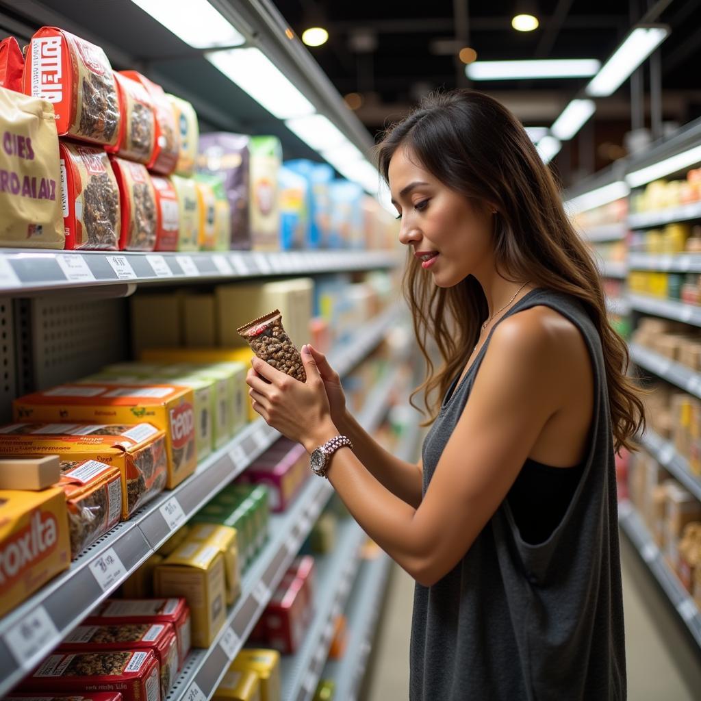 Woman Shopping for Gluten Free Nut Free Protein Bars