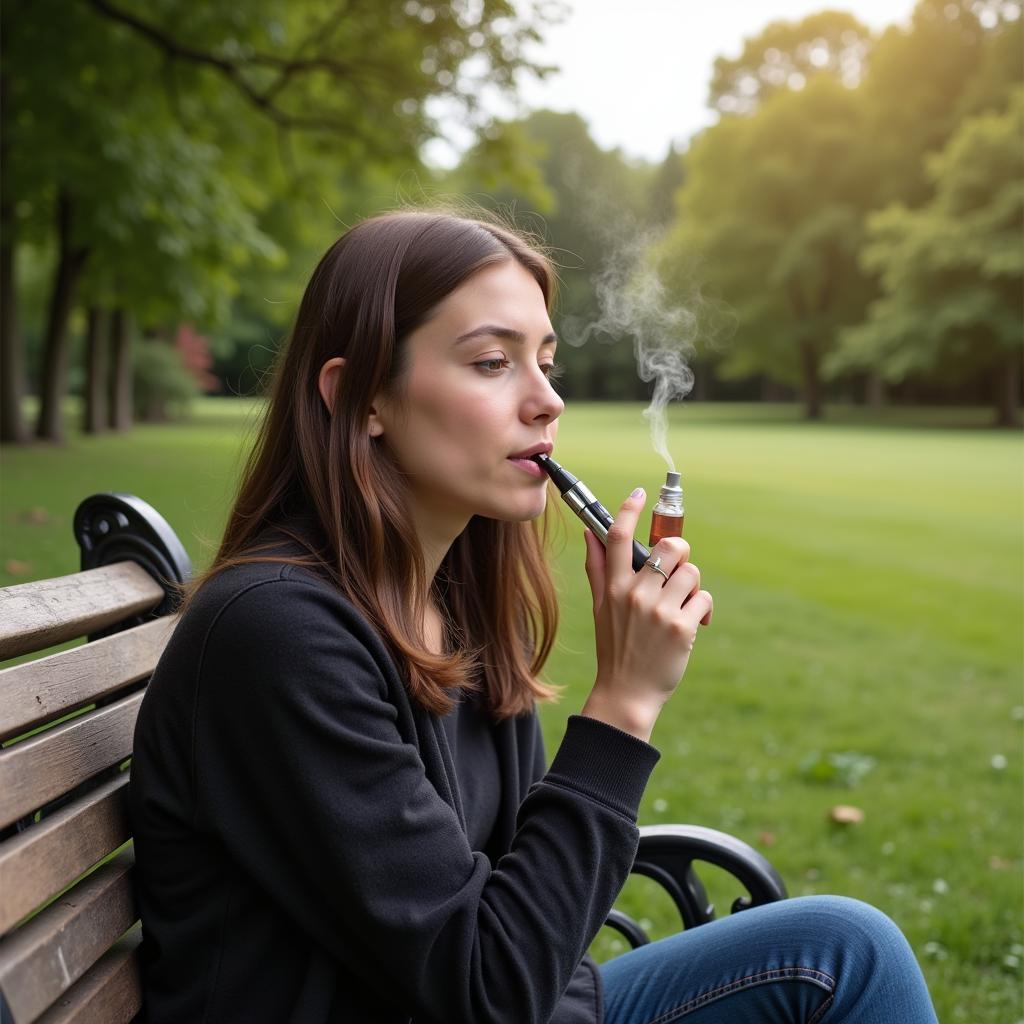 Woman Using Anxiety Vape