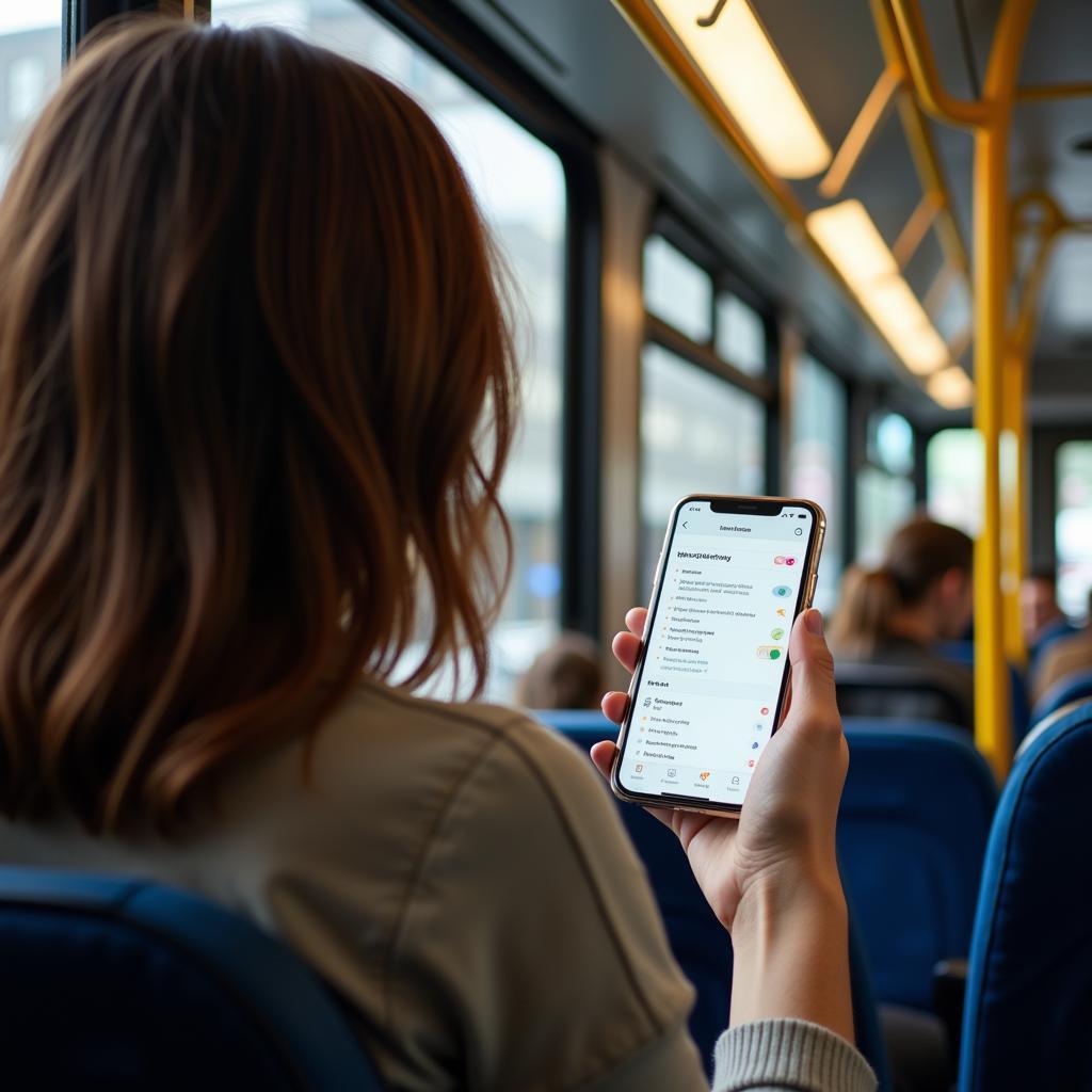 Woman checking her free undated digital planner on her phone