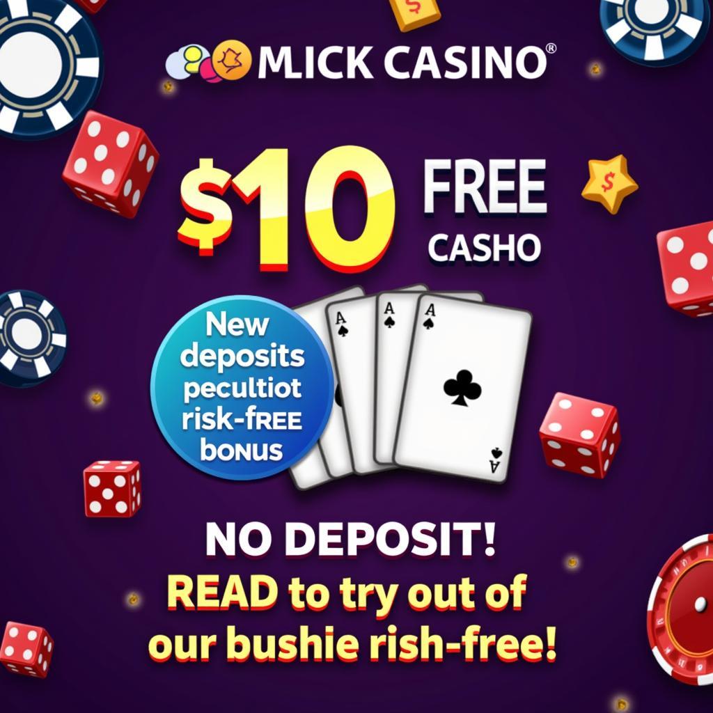 A banner advertising a $10 free no deposit casino bonus for online casino games.