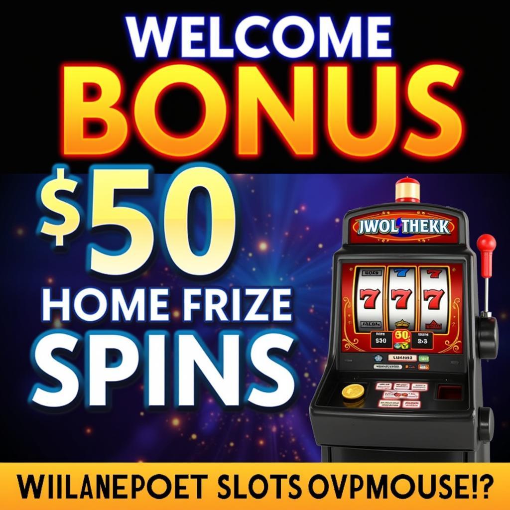 A banner advertising 50 free spins no deposit casino bonus