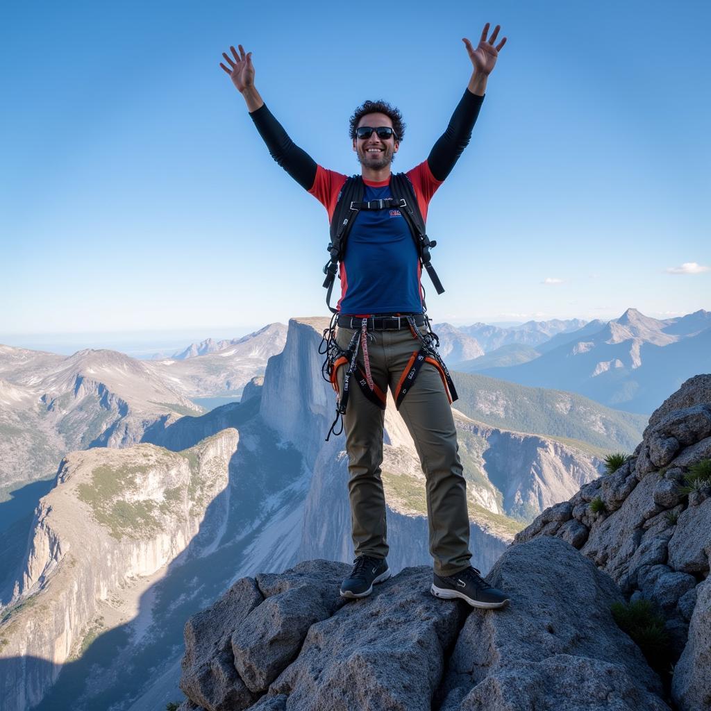 Adam Ondra Celebrating on El Capitan Summit