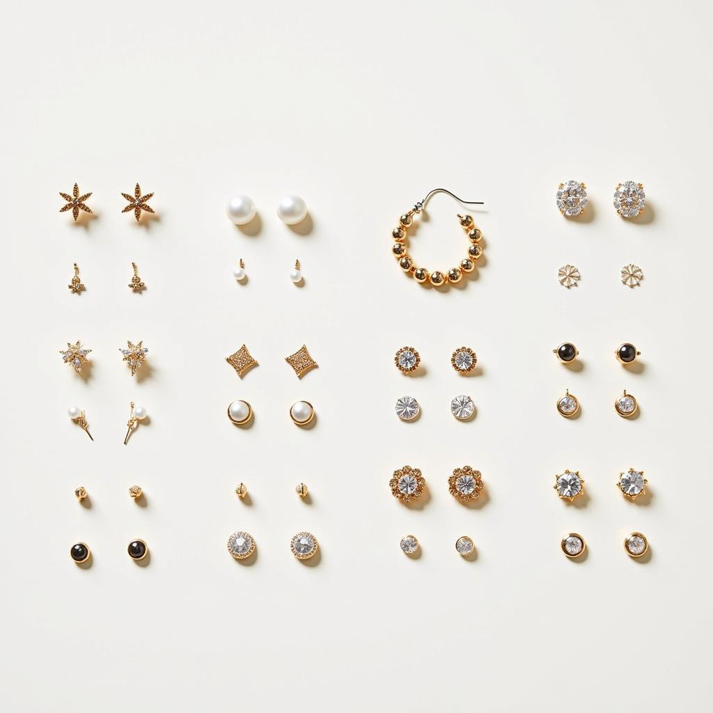 A display of affordable hypoallergenic earrings in various styles.