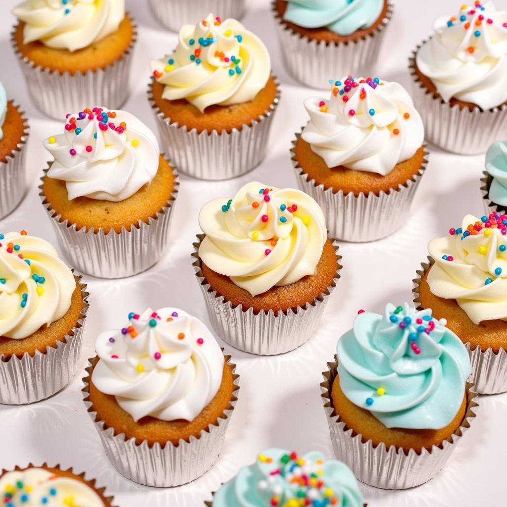 Colorful allergen-free sprinkles decorating cupcakes