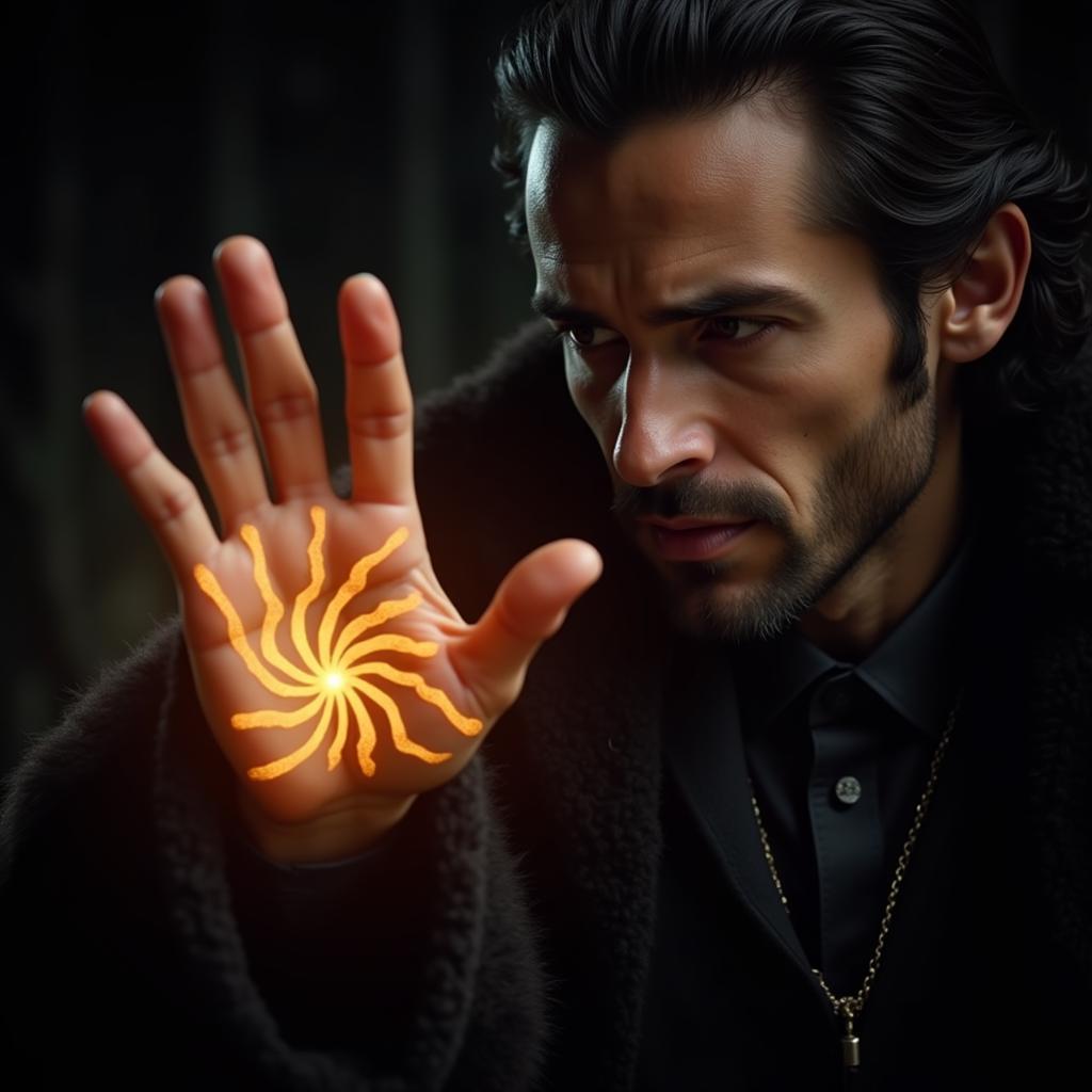 Alpha King with a glowing curse mark on his hand