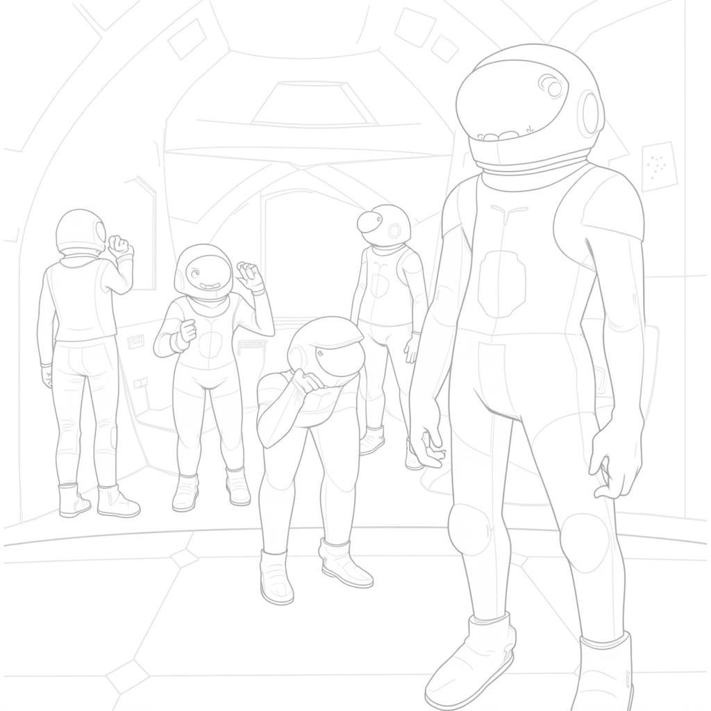 Among Us Crewmates Coloring Page