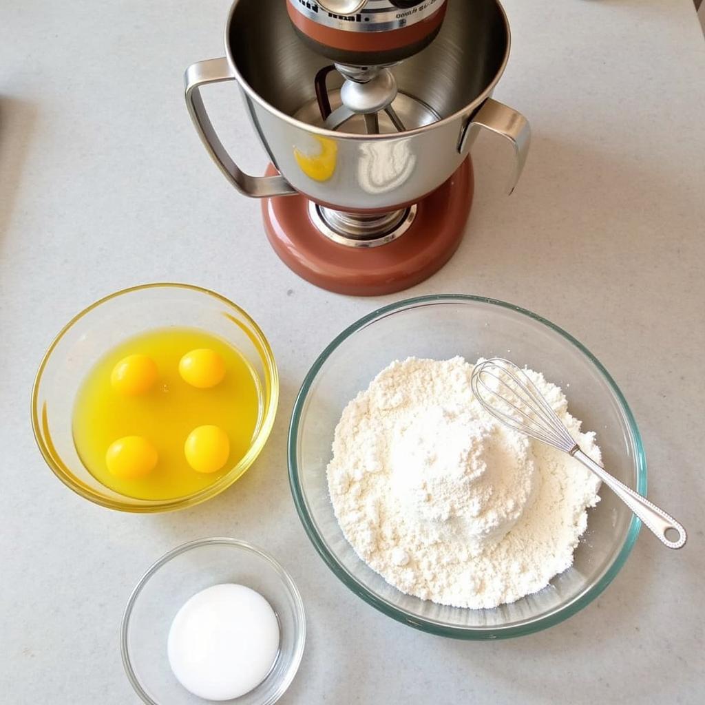 Baking a gluten-free cake at home with various ingredients