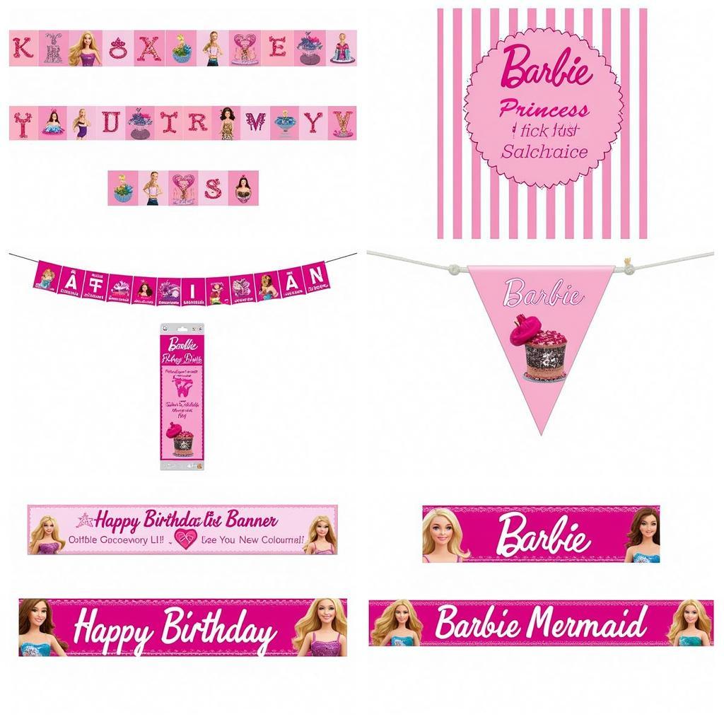 Various Barbie Birthday Banner Designs