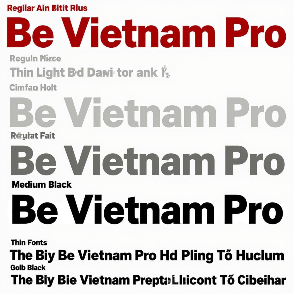 Be Vietnam Pro font overview: showcasing various weights and styles, highlighting its versatility for diverse design applications.