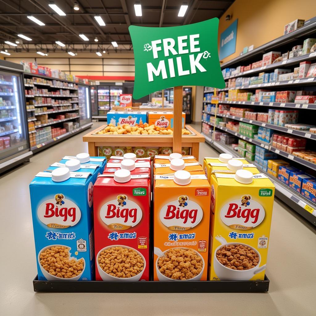 Bigg Cereals Free Milk Promotion in Supermarket