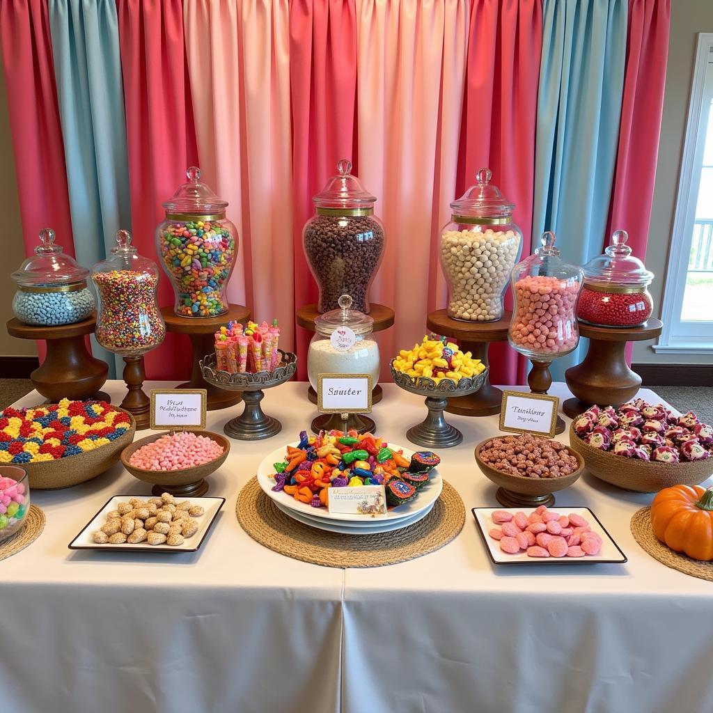 Candy Buffet Setup with Signs