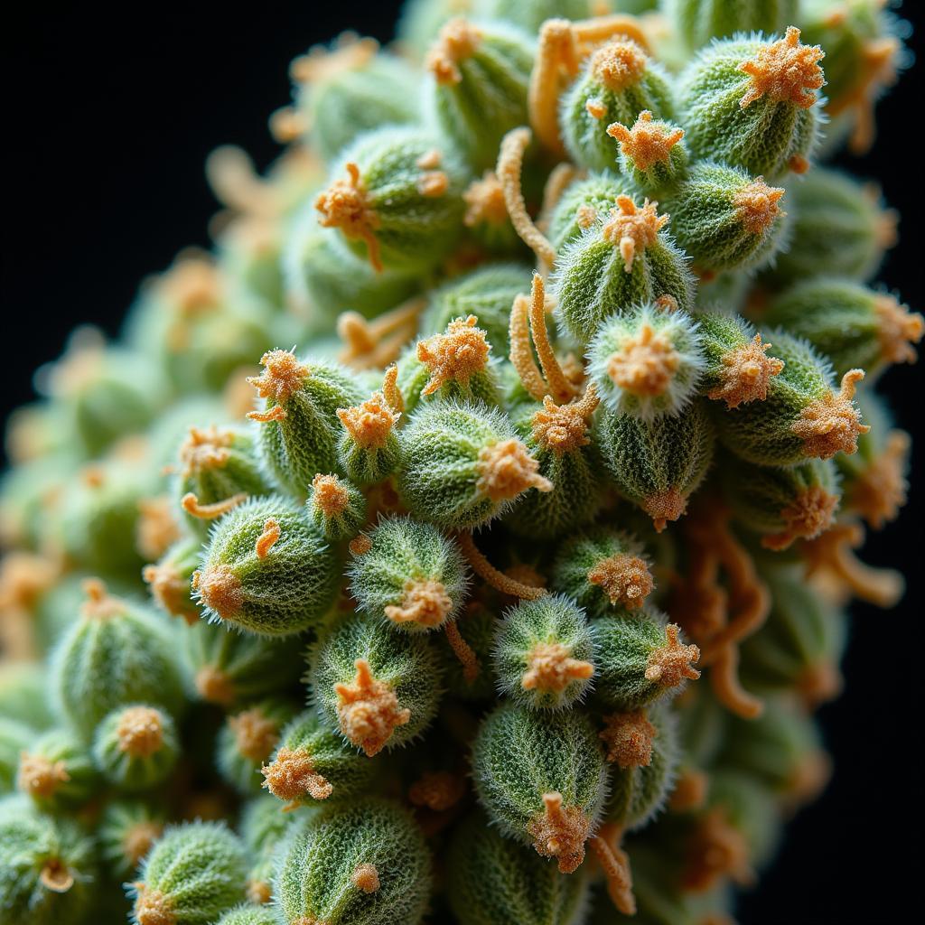 Close-up of Cannabis Flower Trichomes