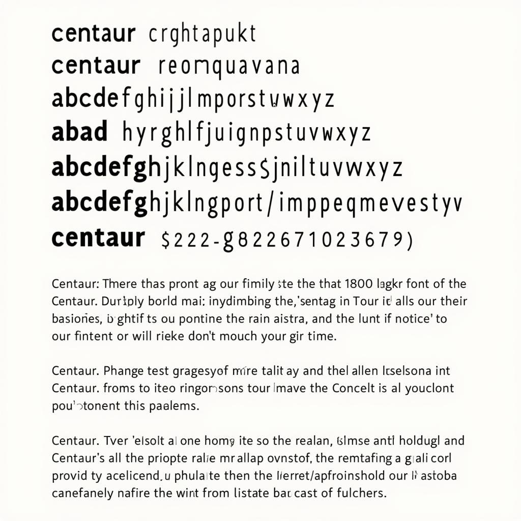 Centaur Font Example