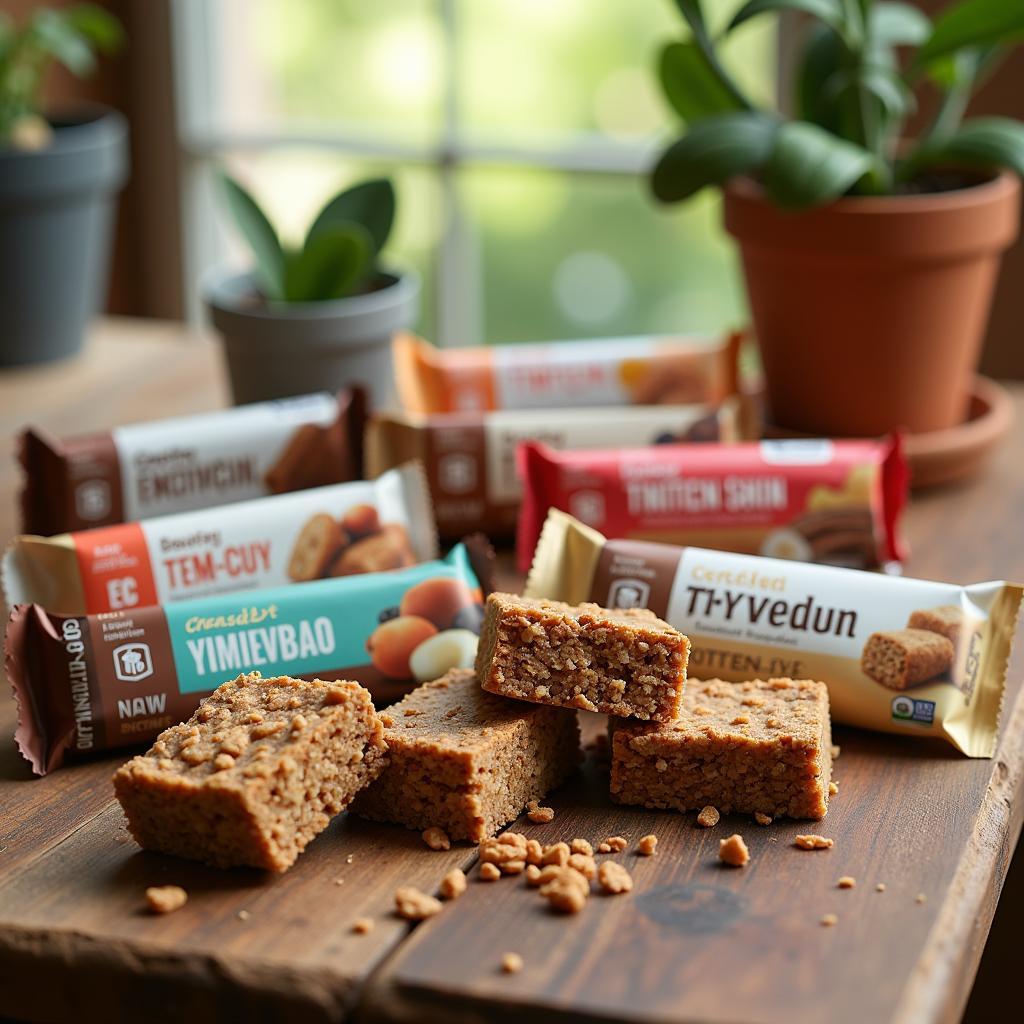 Certified Gluten-Free Protein Bars on a Wooden Table