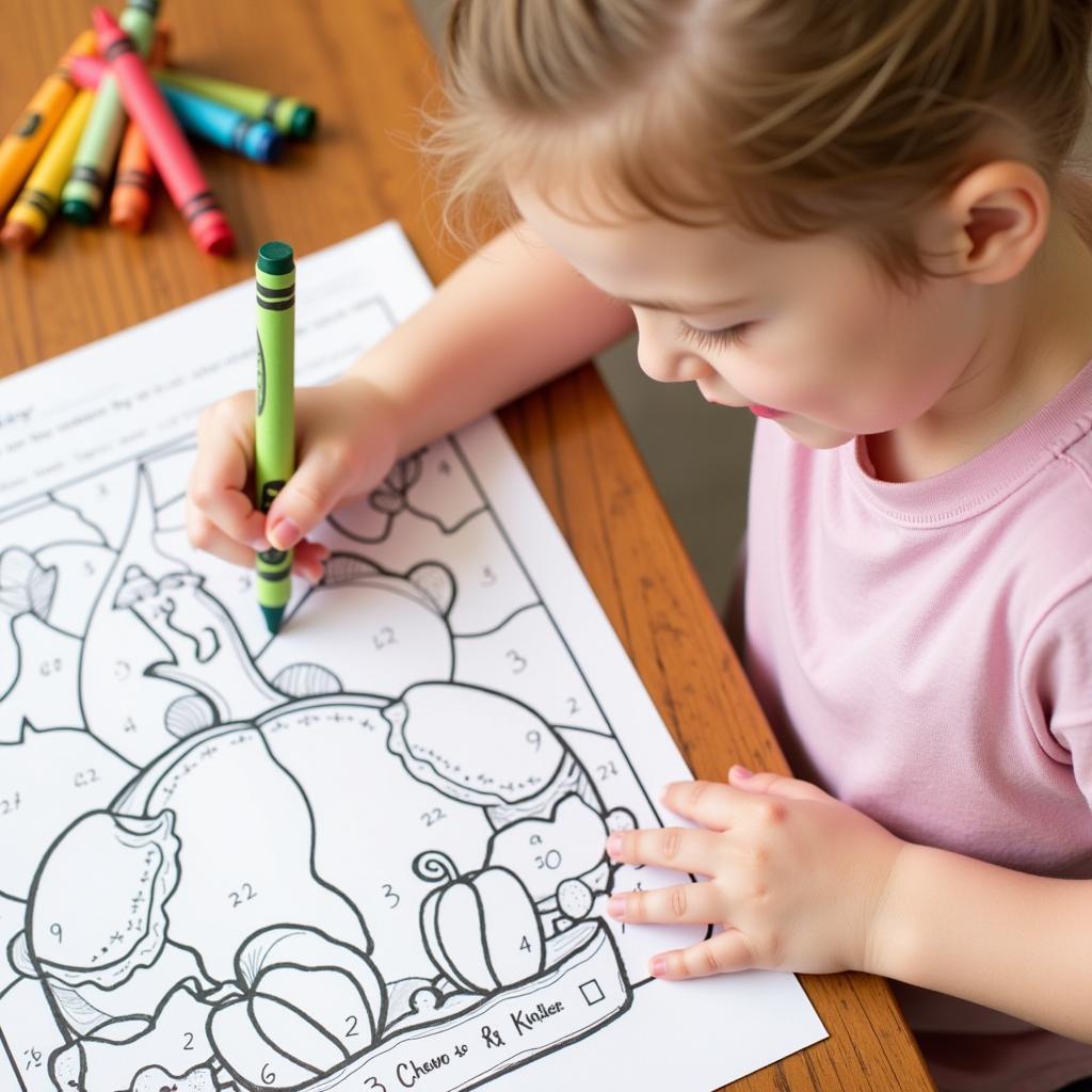 Child Coloring Fall Worksheet