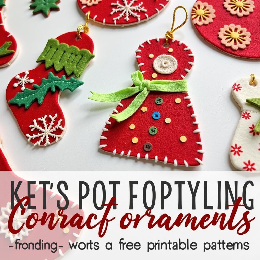 DIY Christmas Ornaments using Free Printable Applique Patterns