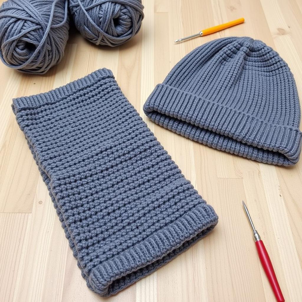 Classic Men's Crochet Beanie and Scarf Set