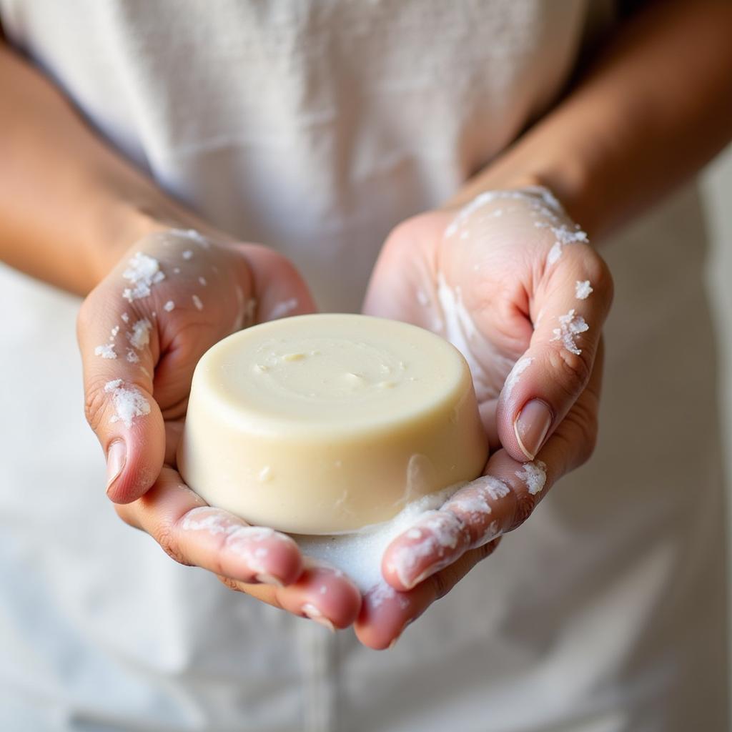 Lathering a Coconut Free Shampoo Bar