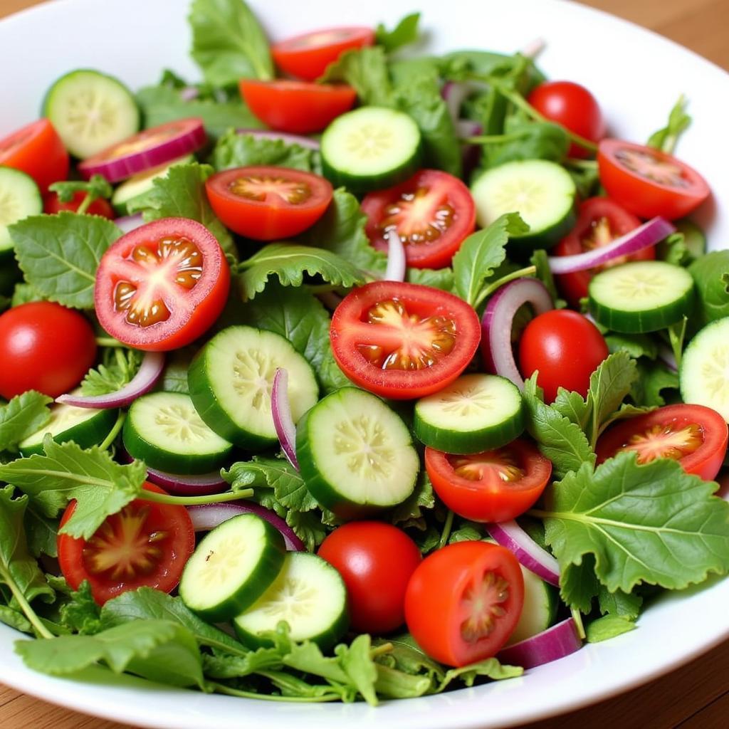 Colorful Gluten-Free Salad with Fresh Vegetables and Herbs