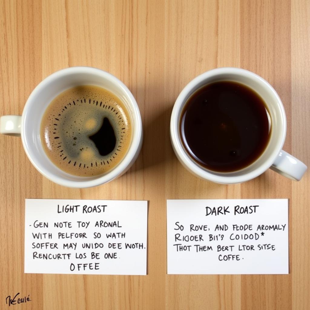 Side-by-side comparison of different coffee samples with tasting notes.