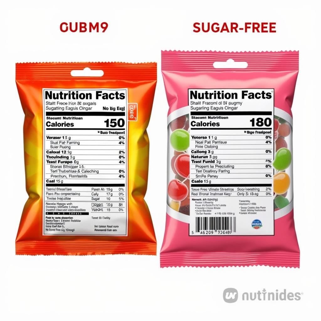 Comparison of sugar-free and regular gummy candy.