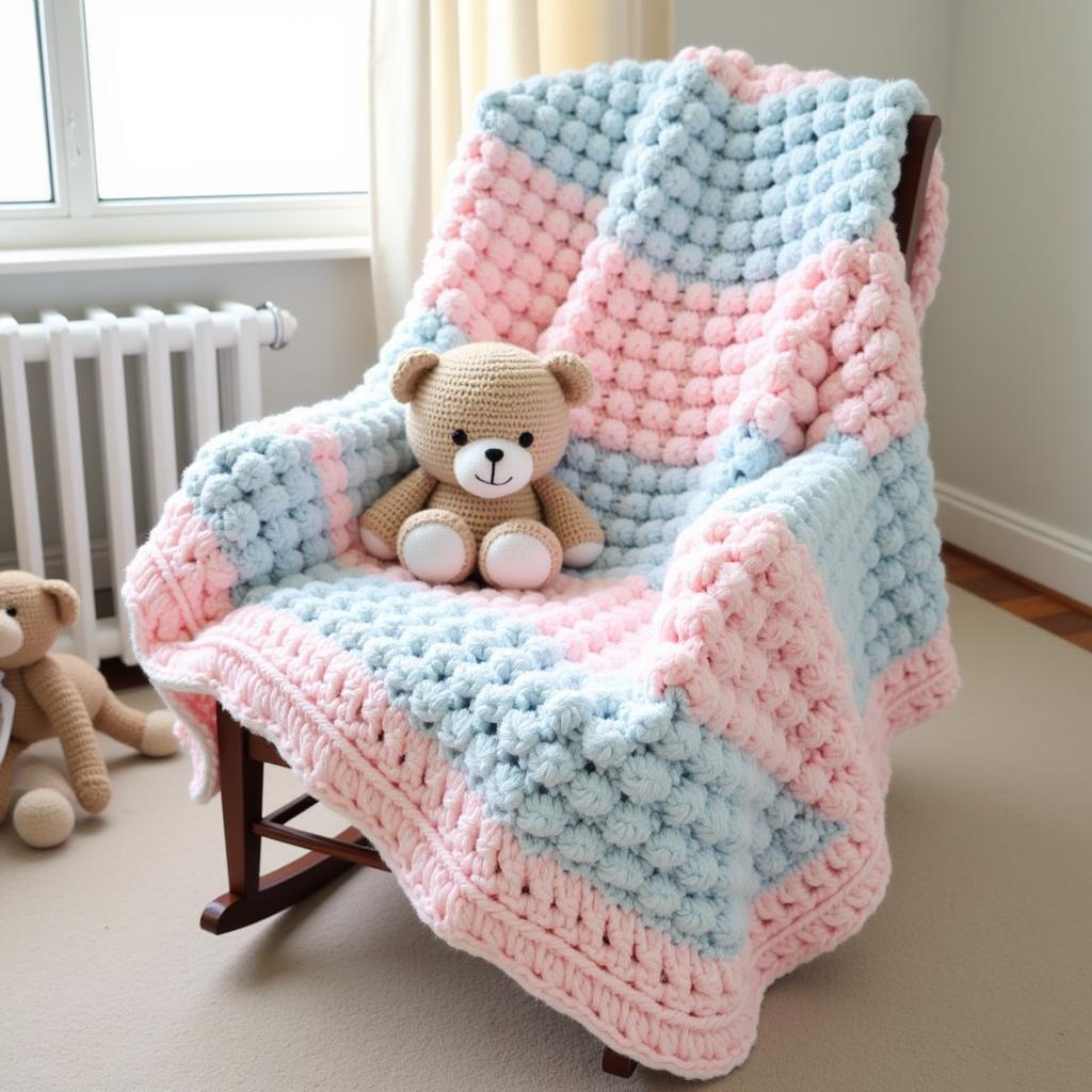 Crochet Bobble Stitch Baby Blanket Free Pattern