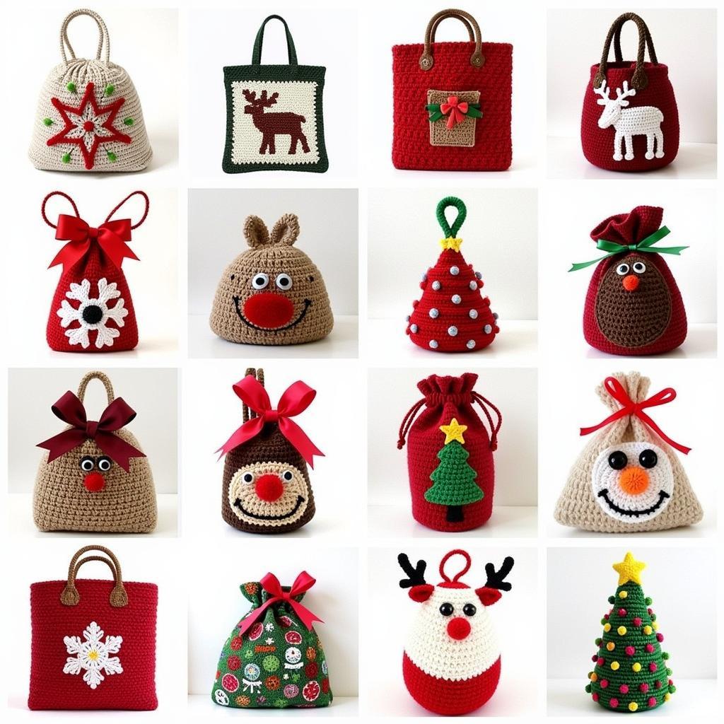 Variety of Crochet Christmas Gift Bag Patterns