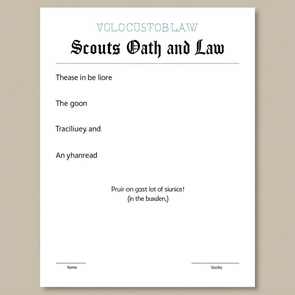 Cub Scout Oath and Law Printable Sheet