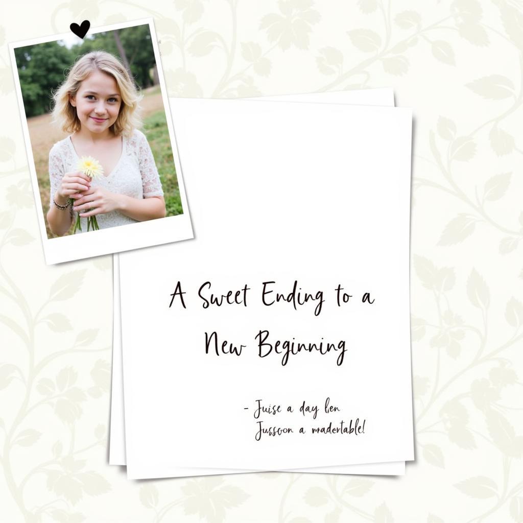 Personalized Printable with Photo and Handwritten Message Alongside "A Sweet Ending to a New Beginning" Quote