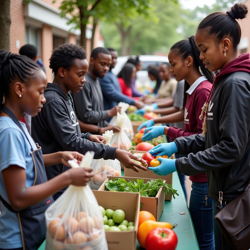 People receiving food assistance at a Dekalb County food pantry